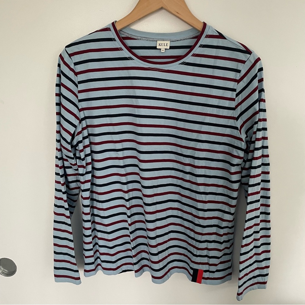 KULE Stripped Long Sleeve Shirt Cotton Blue and Purple  Size Medium